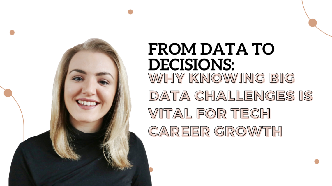 Header for a blog post, image of Rachel along side the blog post title Why Knowing Big Data Challenges is Vital for Tech Career Growth